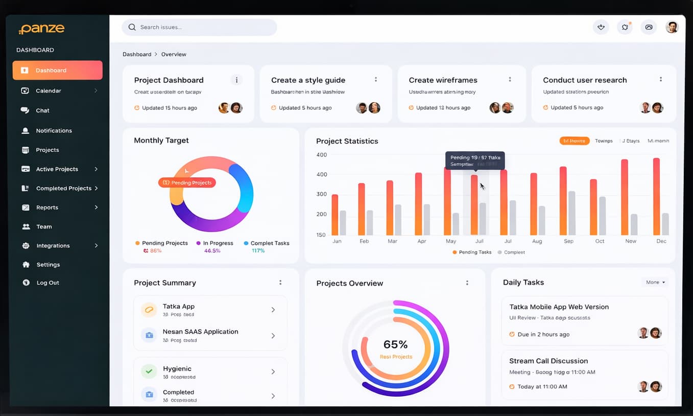 Enterprise ERP and business analytics dashboard