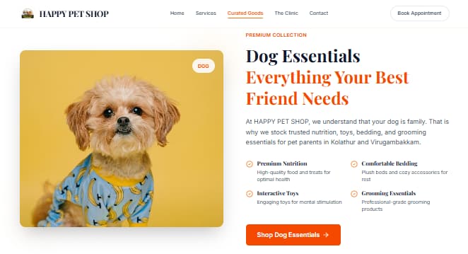 Happy Pets Chennai website preview